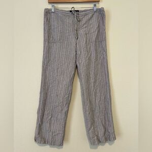 Victoria’s Secret Linen Cotton Stripe Straight Leg Draw string pull on pants